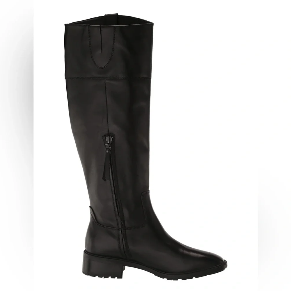 Sam Edelman Drina Tall Shaft Boots Black Women Zip, Square Toe Sz 7